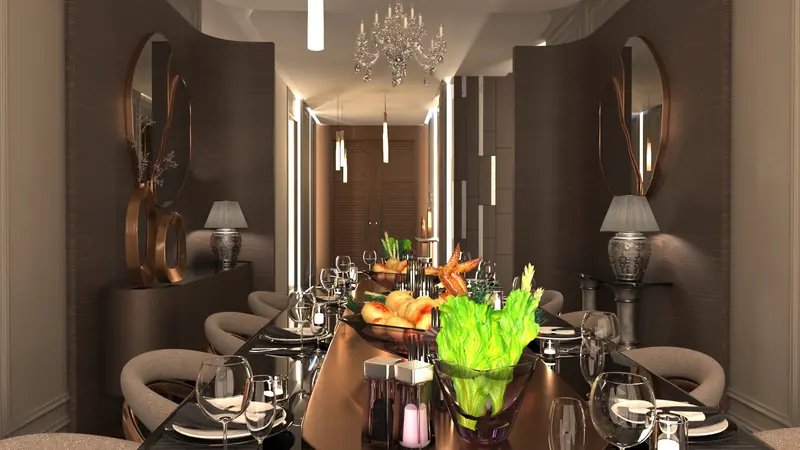 Vantage Konutları projesi, yemek odası ve salon — görsel 29