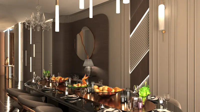 Vantage Konutları projesi, yemek odası ve salon — görsel 31
