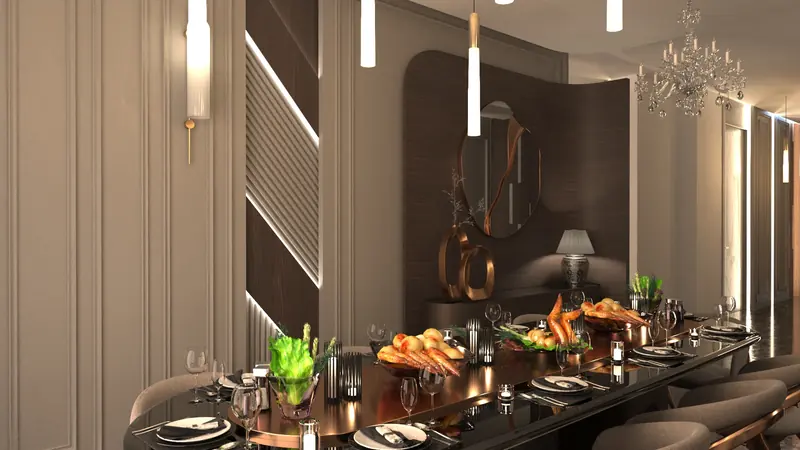 Vantage Konutları projesi, yemek odası ve salon — görsel 32