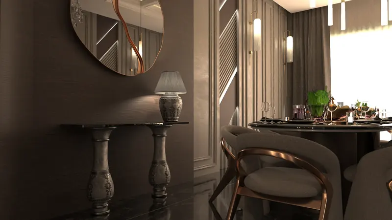 Vantage Konutları projesi, yemek odası ve salon — görsel 34